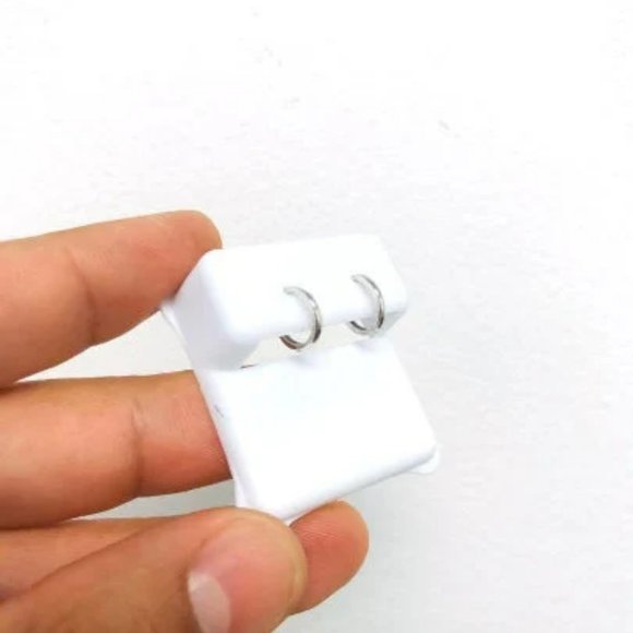 14K White Gold Huggies Hoop Earrings for Womens Mens Dainty Earrings 10x10 Tiny - Picture 7 of 7